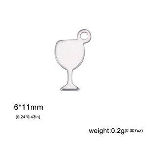 Pendentif verre à vin en acier inoxydable poli pour bijoux DIY, 6x11mm, poids 0,2g