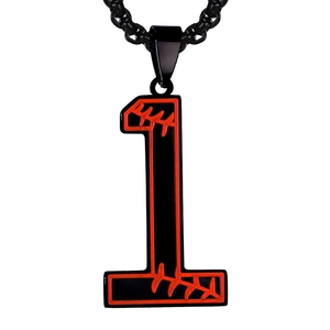 Collier noir style urbain numéro 1 avec motif de couture de baseball rouge pour homme