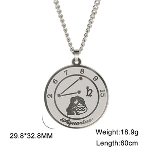 Collier Verseau en acier inoxydable argenté avec pendentif circulaire en métal brossé