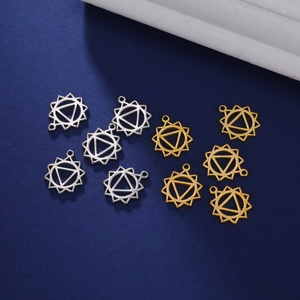 Stainless Steel Manipura Chakra Yoga Symbol Geometric Pendant For DIY Necklace Jewelry Making Electroplated Meditation Charms