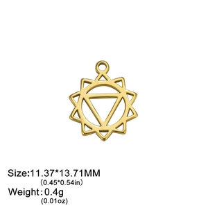 18K gold plated stainless steel yoga pendant with hollow triangle sunburst design