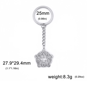 Porte-clés minimaliste en acier inoxydable avec pendentif étoile pentagramme creux