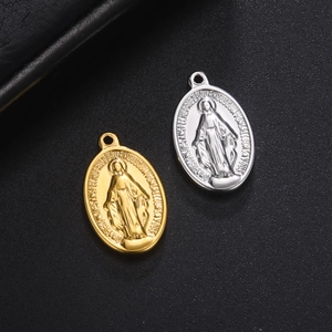 Vintage Edelstahl Jungfrau Maria Oval Wunderbare Medaille Anhänger Für Halskette DIY Schmuckherstellung Religiöses Zubehör