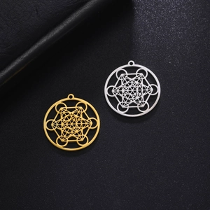 Pendentif cube de Métatron en acier inoxydable or et argent pour bijoux DIY
