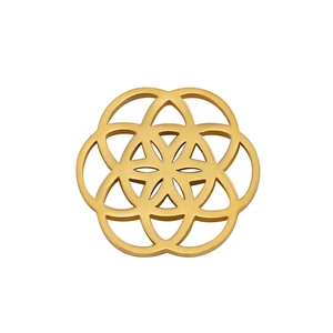 Pendentif géométrique Graine de Vie en acier inoxydable plaqué or 18 carats pour femme