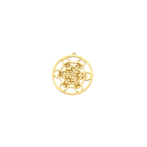 Polished gold stainless steel Metatron's Cube geometric pendant for DIY jewelry making