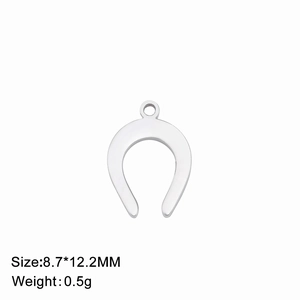 Polished stainless steel horseshoe pendant 8.7x12.2mm for DIY jewelry making
