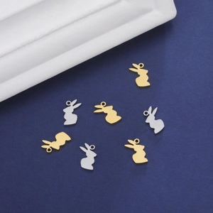 Pendentif Silhouette de Lapin en Acier Inoxydable Accessoire de Bijoux DIY Or Argent Charme Animal pour Collier Bracelet