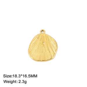 Irregular fan-shaped gold stainless steel pendant with radial texture for DIY jewelry making