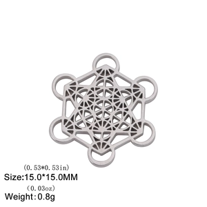 Ciondolo Cubo di Metatron in acciaio inossidabile 15mm per creazione collane e gioielli