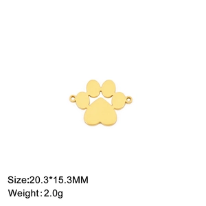 Conector de joyería de huella de pata hueca en oro acero inoxidable, tamaño 20,3*15,3 mm