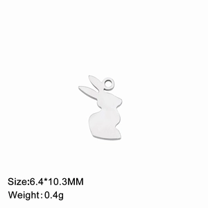 Pendentif lapin en plaqué or 18K pour bijoux, breloque accessoire DIY 6.4x10.3mm