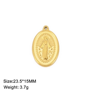 Ovale 18K vergulde roestvrijstalen Maagd Maria hanger voor DIY sieraden maken