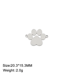 Colgante huella de plata pulida con corazón y anillos dobles, medida 20.3*15.3MM