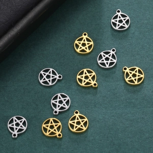 Stainless Steel Hollow Star Circle Pendant Charm For DIY Necklace Bracelet Making Gold Silver Jewelry Findings Accessory
