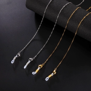 Stainless Steel Water Ripple Glasses Chain 18K Gold Plated Mask Lanyard Anti-slip Eyewear Holder Necklace Women Men Jewelry
