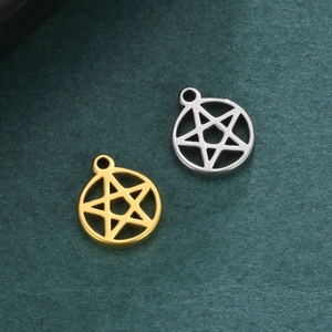 Polished stainless steel pentagram pendants in gold and silver for jewelry making