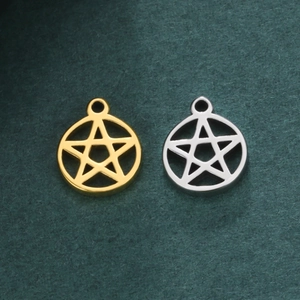 Pentagram star stainless steel pendants in gold and silver finish for DIY jewelry