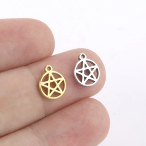 Miniature gold and silver hollow star charms in stainless steel for DIY jewelry making
