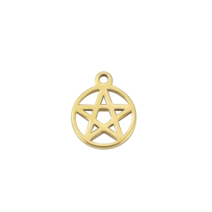 Polished champagne gold stainless steel pentagram star pendant for DIY jewelry making