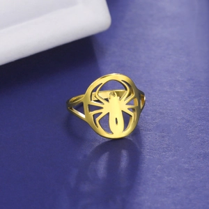Creative Hollow Out Spider Ring Unisex Titanium Steel Gothic Punk Animal Finger Ring For Halloween Party Jewelry