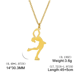 Gold-plated gymnast pendant necklace for women with fine chain and size dimensions