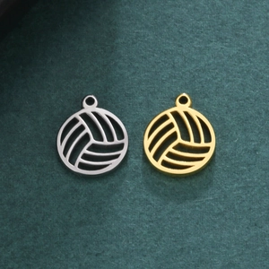 Stainless Steel Volleyball Pendant Sporty Hollow Ball Charm For DIY Necklace Bracelet Making Jewelry Finding Accessory