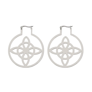 Symmetric 304 stainless steel witch knot hoop earrings with Celtic mandala design