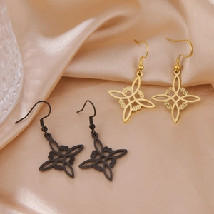Pendientes colgantes de nudo celta en acero inoxidable de color oro y negro