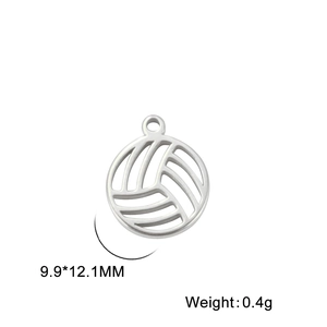 Pendentif volleyball creux en acier inoxydable pour bijoux DIY, taille 9,9x12,1mm