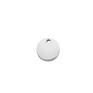 Polished stainless steel round pendant blank with top hole for jewelry or pet tags