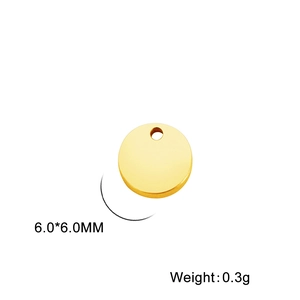Polished 6mm golden stainless steel round pendant detail with 0.3g weight and top hole