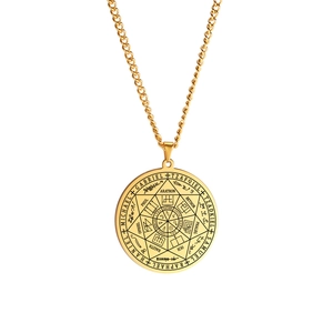 Gouden aartsengel zegel hanger ketting van roestvrij staal met mystieke gravures