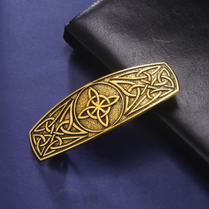 Antique gold Celtic knot spring hair clip for women with Nordic retro metal pattern design