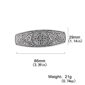 Vintage Celtic knot silver alloy hair clip for women with detailed size measurements