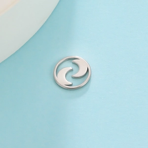 Poliertes Edelstahl Doppelmond-Anhänger für DIY-Schmuckherstellung, 10x10mm Größe