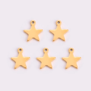 Colgantes de estrella dorados pulidos para creación de joyas DIY en acero inox