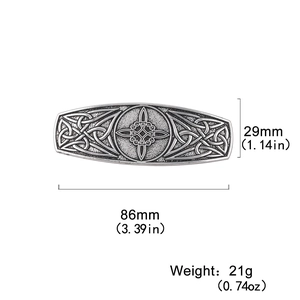 Vintage silver Celtic knot alloy hair clip with intricate engraved geometric patterns