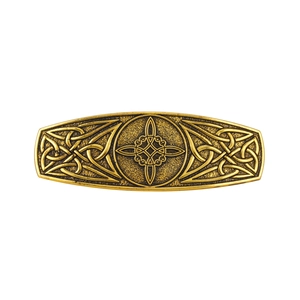 Vintage golden Celtic knot alloy hair clip with detailed embossed metal textures