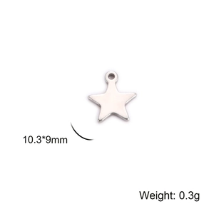 Colgante de estrella de acero inoxidable pulido con anillo para creación de joyería