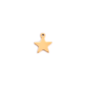 Colgante de estrella en acero de titanio dorado pulido con anilla para joyería DIY
