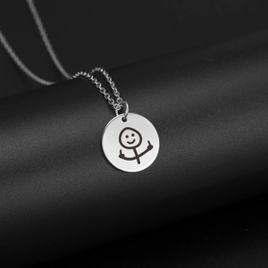 Collana con Ciondolo Funny Doodle in Acciaio Inossidabile Bizzarro Gesto dei Cartoni Animati Gioielli Personalizzati Unisex