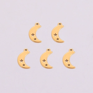 Set van vijf gouden halve maan bedeltjes met holle sterren voor DIY sieraden maken