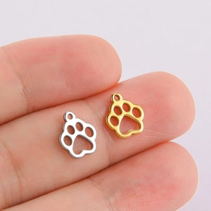 Pendentifs pattes en acier inoxydable doré et argenté pour bijoux DIY et artisanat