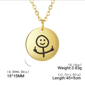 Collana con ciondolo stickman divertente in acciaio inossidabile dorato per le coppie