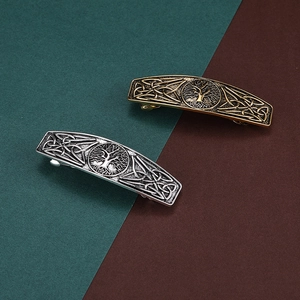Vintage Tree Of Life Hair Clip Alloy Celtic Knot Embossed Spring Clip Retro Ethnic Ancient Silver Gold Hair Accessories For Women
