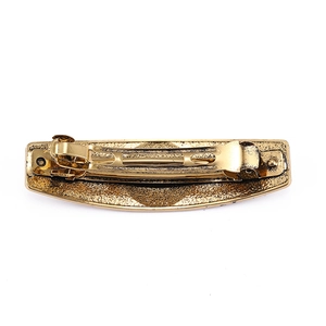 Vintage golden alloy spring hair clip for women with a matte textured metallic finish
