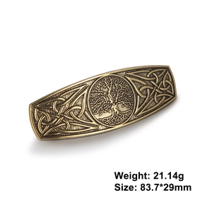 Vintage bronze tree of life alloy hair clip with celtic knot patterns, 83.7x29mm size