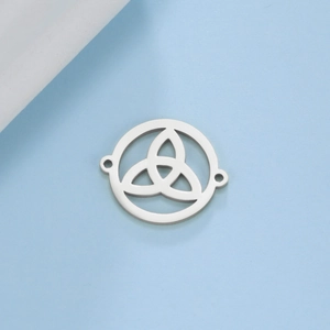 Minimalist silver titanium steel triquetra pendant with trinity knot cutout design