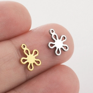 Minimalist stainless steel hollow plum blossom pendants in gold and silver for DIY jewelry